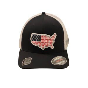 Columbia PFG Mens Black Large XL Stateside USA Flag Mesh Ball Cap High Crown New